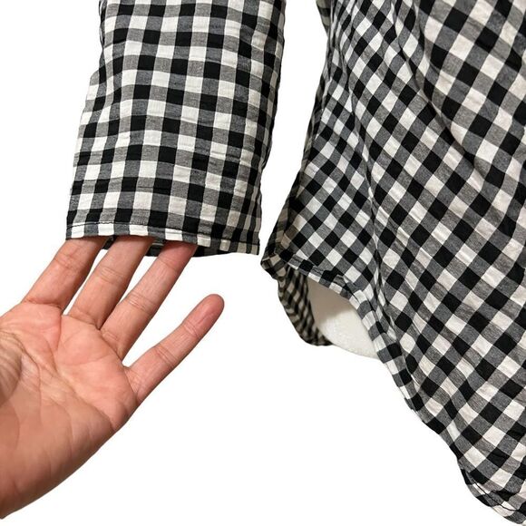 ZARA XSmall Black & White Fit & Flare Black & White Checkerboard Blouse - Picture 5 of 11